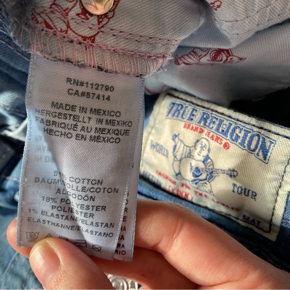 True Religion Girls acid wash jeans w pink stitching size 8 - Picture 9 of 15